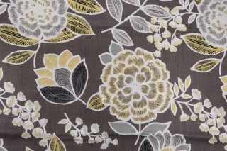 Thibaut Sulu F913010 Printed Linen Drapery Fabric in Charcoal