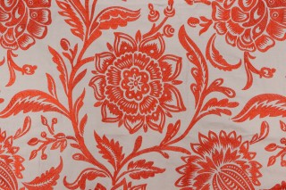 Thibaut Rivera W713047 Embroidered Drapery Fabric in Coral on Flax