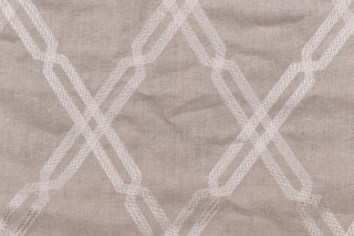 Thibaut Fusion Trellis W736148 Embroidered Linen Drapery Fabric in Natural