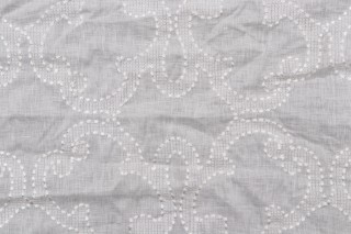 Thibaut Park Slope W764118 Embroidered Linen Drapery Fabric in White