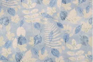 PK Lifestyles Farmhouse Leaf Printed Polyester Outdoor Fabric in Chambray