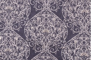 Valiant Fabrics Bethany Embroidered Drapery Fabric in Denim