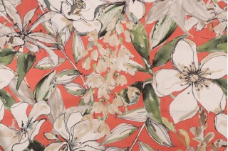 Covington Kew Gardens Printed Cotton Drapery Fabric in 74-Coral