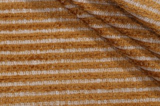 Ticking Stripe Woven Chenille Upholstery Fabric in Mustard