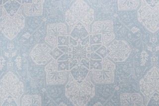 Thibaut Tarragon F964122 Printed Linen Blend Drapery Fabric in Aqua