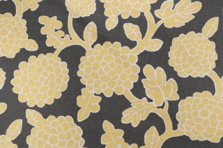Thibaut Nikko F916016 Printed Linen Blend Drapery Fabric in Yellow and Grey