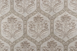 Thibaut Caton F94127 Printed Cotton Muslin Drapery Fabric in Beige