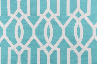 Thibaut Downing Gate F916046 Printed Linen Blend Drapery Fabric in Turquoise