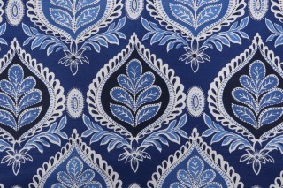 Thibaut Midland F924344 Printed Linen Blend Drapery Fabric in Navy