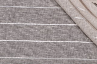 Thibaut Deco Stripe AW9133 Woven Sheer Drapery Fabric in Flax