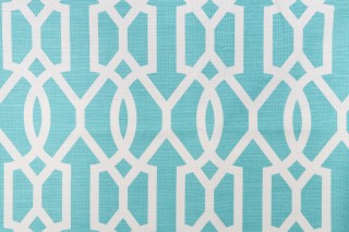 Thibaut Downing Gate F916046 Printed Linen Blend Drapery Fabric in Turquoise