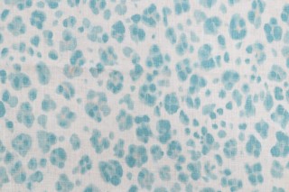 Thibaut Panthera F924379 Printed Linen Drapery Fabric in Aqua