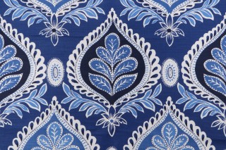 Thibaut Midland F924314 Printed Linen Blend Drapery Fabric in Navy