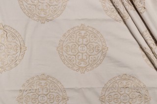 Thibaut Halie W736102 Embroidered Drapery Fabric in Neutral