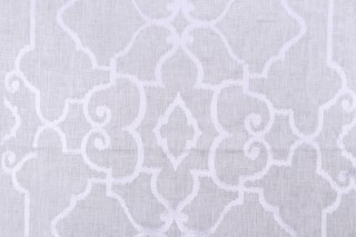 Anna French Ogden W714211 Embroidered Linen Drapery Fabric in White on White for Thibaut