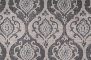 Covington Suri Printed Cotton Linen Drapery Fabric in 999 Slate