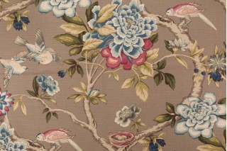 Waverly Mudan Printed Cotton Drapery Fabric in Jewel