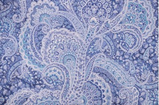 PK Lifestyles Sultan's Paisley Printed Cotton Twill Drapery Fabric in Lapis