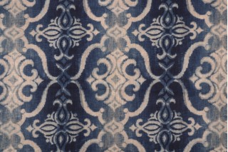 Stof Fabrics Giacomo Printed Linen Drapery Fabric in Bleu