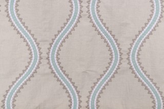 Thibaut Juniper Ogee W764108 Embroidered Drapery Fabric in Aqua