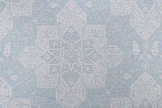 1 Yard Thibaut Tarragon F964122 Printed Linen Blend Drapery Fabric in Aqua