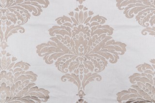 Thibaut Arturo Damask W713017 Embroidered Drapery Fabric in Grey on White