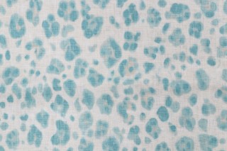 Thibaut Panthera F924379 Printed Linen Drapery Fabric in Aqua