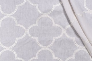 Anna French Mara W716001 Sheer Embroidered Drapery Fabric in White for Thibaut