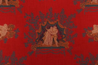 Scalamandre Ganimede Printed Drapery Fabric in Red