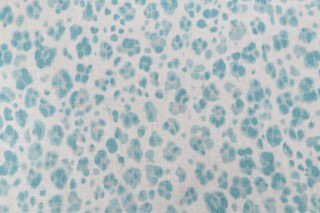 Thibaut Panthera F924379 Printed Linen Drapery Fabric in Aqua