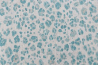 Thibaut Panthera F924379 Printed Linen Drapery Fabric in Aqua
