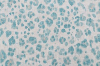 Thibaut Panthera F924379 Printed Linen Drapery Fabric in Aqua