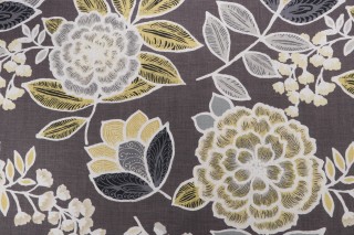 Thibaut Sulu F913010 Printed Linen Drapery Fabric in Charcoal