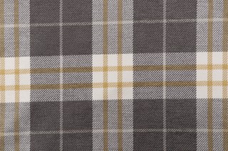 Thibaut Percival Plaid W80070 Woven Chenille Upholstery Fabric in Charcoal and Linen