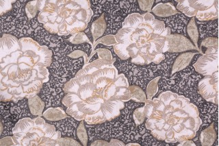 Robert Allen Peony Bowl Printed Cotton Drapery Fabric in Birch