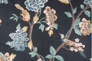 Robert Allen Dwell Studio Helene Floral Printed Cotton Drapery Fabric in Admiral