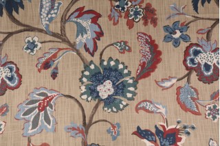 Robert Allen Bromwich Printed Cotton Drapery Fabric in Linen
