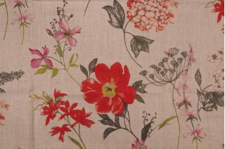 Stof Fabrics Crocus Printed Linen Drapery Fabric in Rouge