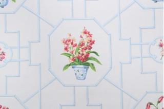 Thibaut Orchid F93127 Printed Cotton Drapery Fabric in Off-White