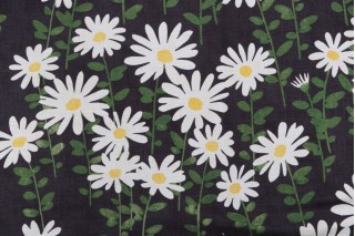 Novogratz Endless Daisies Printed Cotton Drapery Fabric in Midsummer Night