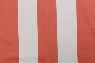 Functional Fabrics Cabana Stripe Woven Latex-Backed High UV Polyester Outdoor Fabric in Coral
