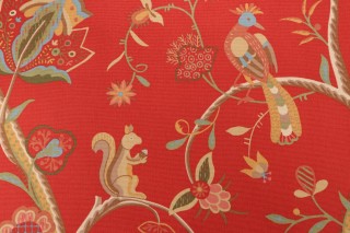 Thibaut Kirkwood Printed Cotton Drapery Fabric in Red for Scalamandre