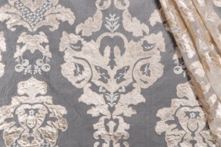 Scalamandre Palazzo Ricci Sheer Embroidered Silk Velvet Drapery Fabric in Ivory