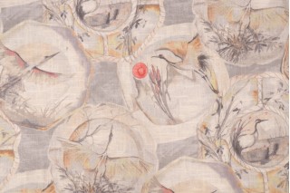Hamilton Mushu Printed Linen Blend Drapery Fabric in Natural