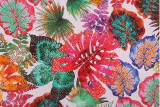 Stof France Jarina Printed Cotton Drapery Fabric in Blanc