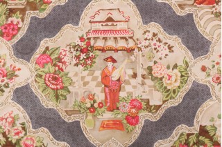 Kaufmann Teahouse Toile Printed Cotton Twill Drapery Fabric in Raven