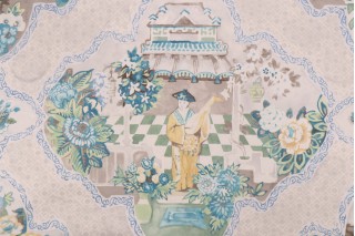 Kaufmann Teahouse Toile Printed Cotton Twill Drapery Fabric in Tea Green