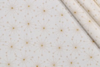 Sandburg Sally Printed Cotton Drapery Fabric in Cream/Beige/Gold for Scalamandre
