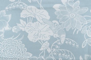 1 Yard Thibaut Cut Paper F95333 Printed Cotton Drapery Fabric in Aqua