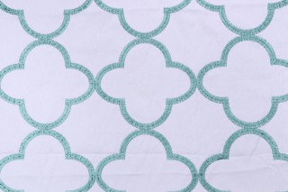 Anna French Mara W716004 Embroidered Drapery Fabric in Turquoise for Thibaut